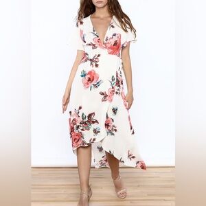 Peppermint Floral Wrap Dress Size Medium